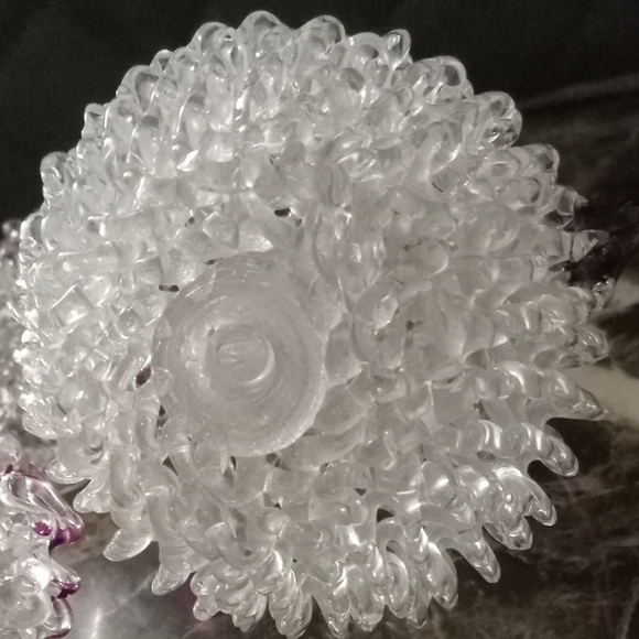 Set Of 3 Hand spun glass coffee pot w a purple accent with two candlesticks - Picture 12 of 13